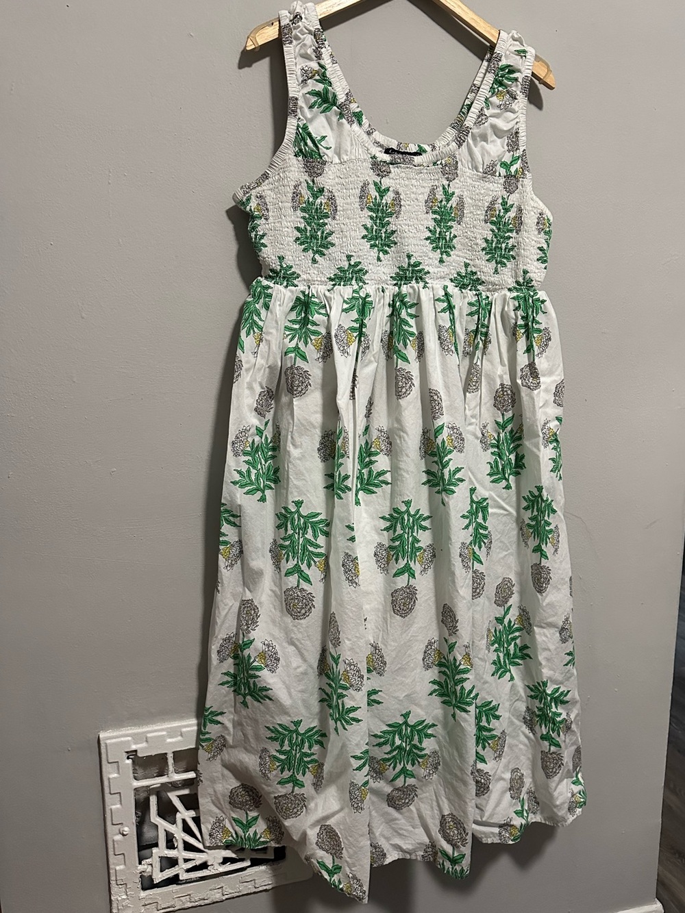 Lane Bryant Women’s White Dress with Green Floral Print